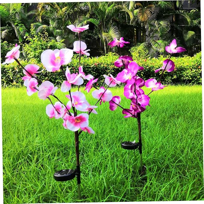 2pcs Solar Ground Plug Lights Shape Outdoor Solar Pathway Lamp Easy Install Energy Saving Garden Decor
