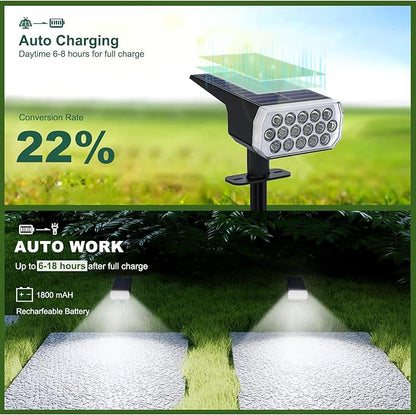 Solar Spot Lights Outdoor Waterproof, 16 LED High Brightness Solar Lights Outdoor, 2 Pack 2-in-1 Landscape Lighting for Yard Garden, 1800mAh Cool White, 3 Modes Solar Lights IP65