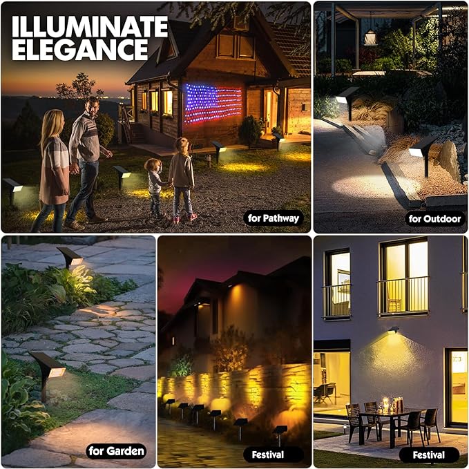 Caledonia Solar Landscape Spotlights Outdoor, Outside 56 LEDs Spot Lights IP68 Waterproof with 6 Brightness & 2 Color Modes, Auto On/Off for Tree, Yard, Pathway, Garden (Cool/Warm White)