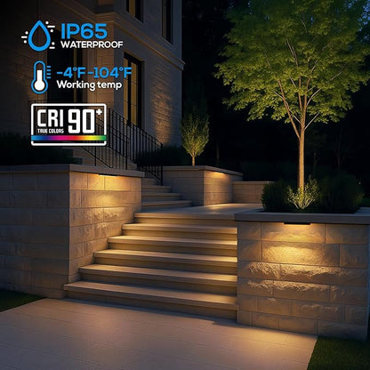LEONLITE 8-Pack 12 Inch LED Hardscape Lighting, Update Retaining Wall Lights, LED Landscape Lighting, 12-24V AC/DC Paver Light Low Voltage, 3W/5W/7W Dimmable Outdoor Step Lights, 2700K Soft White, ETL