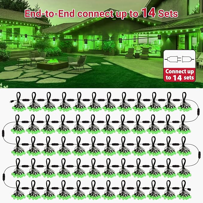 LAMPHOME Green St. Patrick's Day LED Outdoor String Light, 26Ft st Patrick's Day Patio Lights 12+1 Edison | Lumora