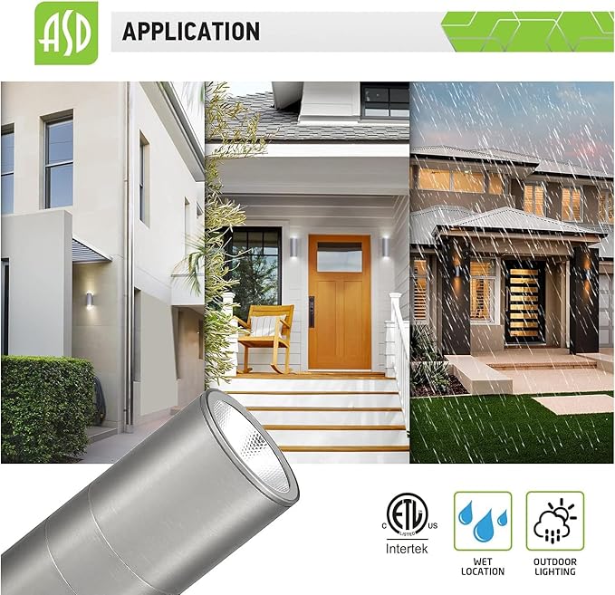 ASD LED Up Down Lights Outdoor Cylinder Wall Light 18W (120W Equiv) 1500Lm 5000K Daylight, 120V Patio Wall Light | Lumora
