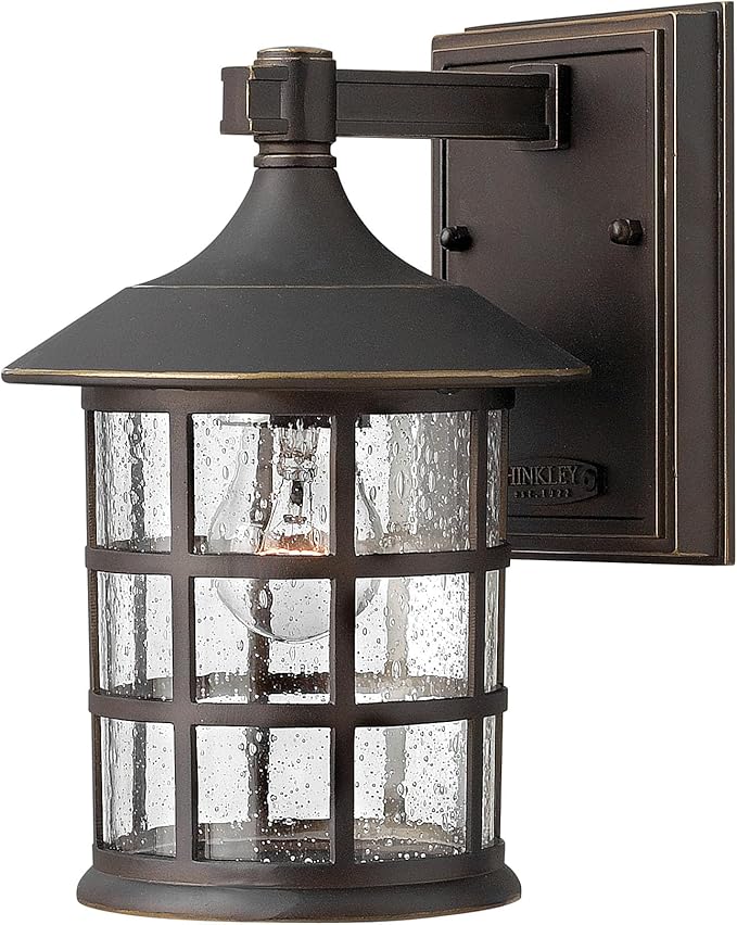 Hinkley Freeport 1800OZ Small Outdoor Wall Mount Lantern - New England Design, Cast Aluminum, Clear Seedy Glass - Oil Rubbed Bronze