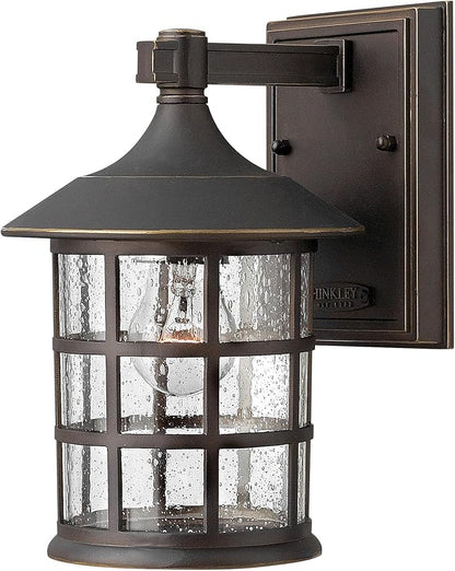 Hinkley Freeport 1800OZ Small Outdoor Wall Mount Lantern - New England Design, Cast Aluminum, Clear Seedy Glass - Oil Rubbed Bronze