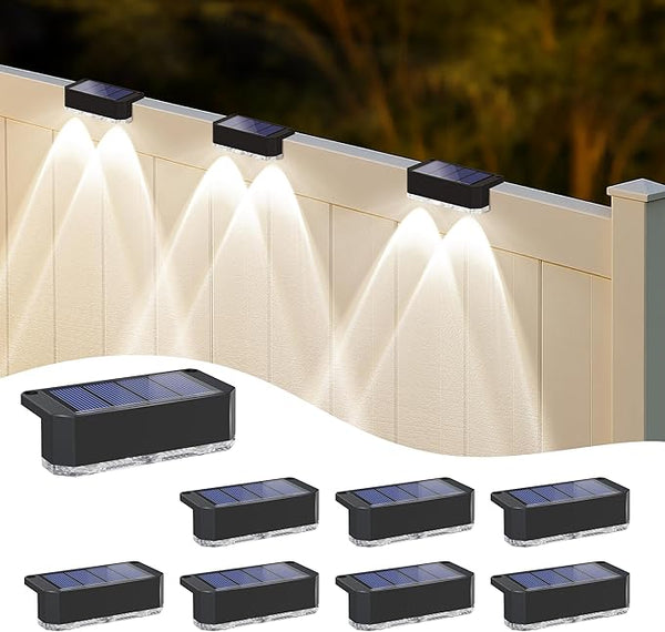 Peasur Solar Fence Lights Outdoor, 8 Pack Step Light Solar Powered, Waterproof LED Deck Lights for Stairs Railing | Lumora