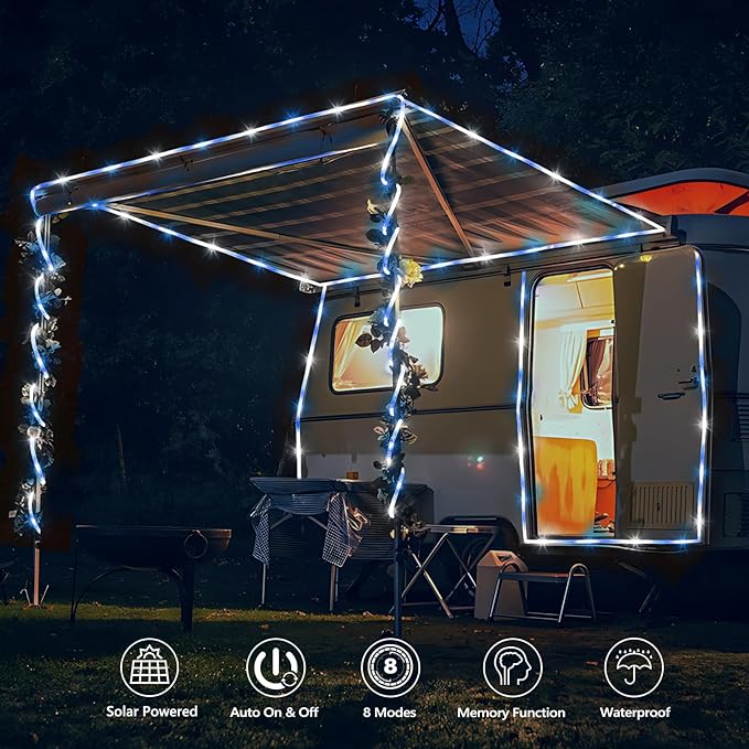Solar Rope Lights, 2 Packs Total 132ft 400LED Solar String Lights, 8 Modes Waterproof Solar Powered Outdoor Light | Lumora