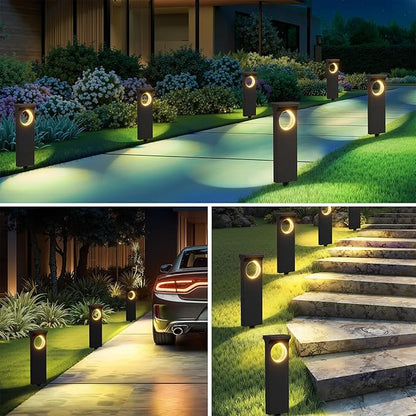 Moon Pattern Solar Pathway Lights and Copper Lantern Outdoor Waterproof