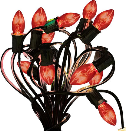 EST. LEE DISPLAY L D 1902 Halloween Lights Outdoor Lighting C7 Orange Bulbs & Black Hanging Cord Set C-7 Steady Candelabra Bulbs Included 25FT