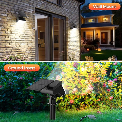 Large Solar Spot Lights Outdoor 6 Pack, 1000 Lumens High Brightness, IP67 Waterproof Solar Spotlight with 92 LEDs, Dusk to Dawn Solar Landscape Lights for Yard, Garden, Plants (Cool White)