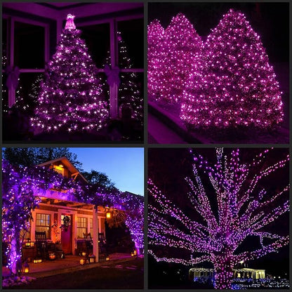 YULETIME 200 Purple Christmas Lights, Pack of 2 Sets 33 Feet 100 Count UL Certified Incandescent String Lights (Purple- Green Wire)
