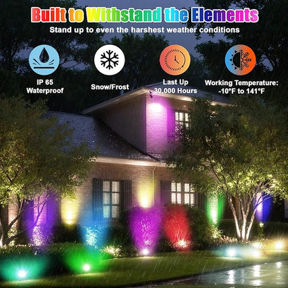 Spot Lights Outdoor 7W RGBW LED Color Changing Landscape Lights with Remote Control Landscape Lighting Spotlight Outdoor Waterproof Spot Lights for Yard Garden Patio Lawn Decorative 2 Pack