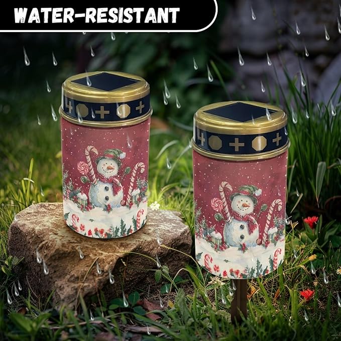 Snowman Candy Solar Lights for Garden Solar Lights Outdoor Pathway Solar Garden Light Decorative Landscape Path Light Waterproof Solar Powered Yard Lawn Lights