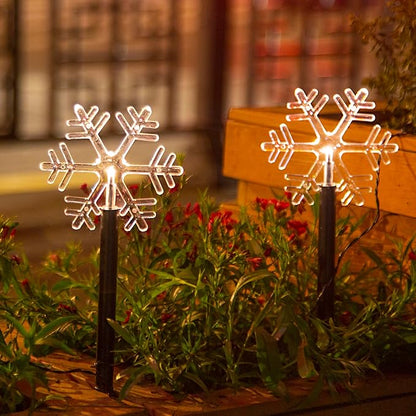 FUCHSUN 5 Pack Solar Garden Lights Outdoor, Pathway Backyard Walkway Lights Solar Powered Waterproof, LED Yard Decorative for Patio Path Landscape Outside (Snowflakes)