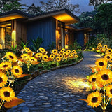 Solar Sunflower Lights Outdoor Garden Decor, 2 Pack Sunflower Decor with 4 Butterfly, 800mA Solar Stake Lights | Lumora