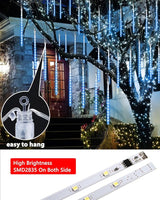 Flacchi Blue 10 Tubes 240 LED Raindrop Lights Meteor Shower Icicle Lights with Timer - Outdoor String Light | Lumora