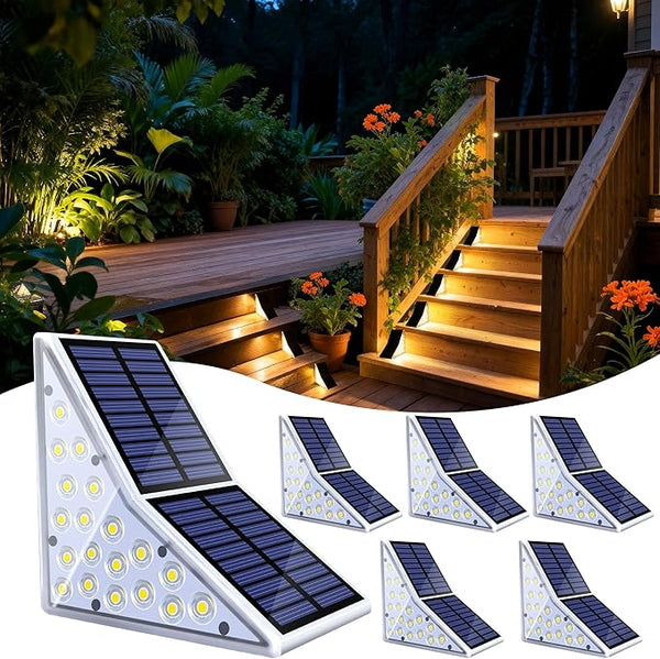 Solar Stair Lights Outdoor, Waterproof IP65 Solar Outdoor Lighting, 1200mAh,19 LED,Outdoor Step Lights,for Garden | Lumora