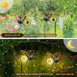 Solar Hanging Bees Lights 2 Packs - Cute Solar Insect Lights Outdoor Waterproof, Metal LED Bugs Lamp Garden | Lumora