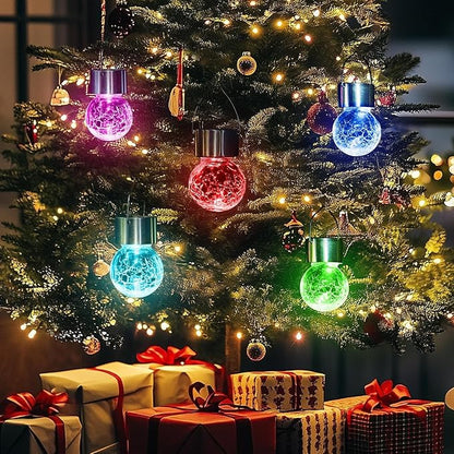 GIGALUMI Solar Lights Outdoor Waterproof ,12 Pack Solar Hanging Lights Garden Decor,Gifts for Women Mom Grandma,Christmas Outdoor Lantern Cracked Glass for Yard, Fence, Tree(Color Changing)