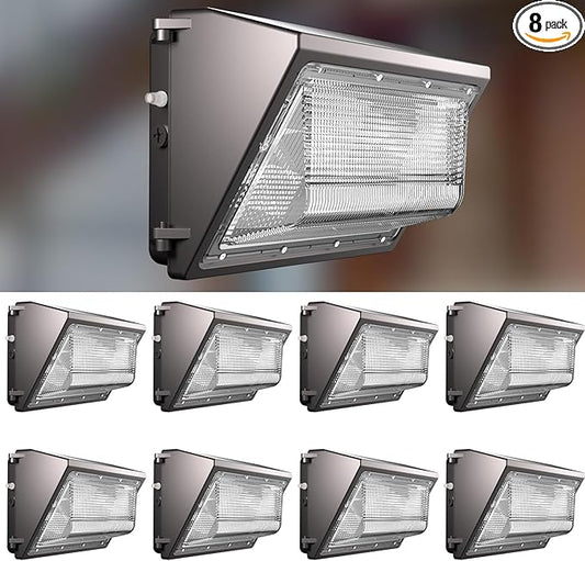 Lightdot 8Pack 150W LED Wall Pack Lights - 22500Lm(150Lm/W) Dusk-to-Dawn (100-277V) 5000K IP65 Outdoor Exterior Lighting Fixture for Warehouse/Parking Lots | 5-Yr Warranty, ETL(Height:10~20ft)