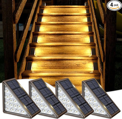 Solar Step Lights for Outside,4pack Solar Stair Lights Outdoor Waterproof IP67,Outdoor Deck Step Lights,Solar Outdoor Lights for Staircase,Patio,Front Step(Warm Brown)