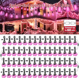 LAMPHOME 2-Pack 26Ft ST38 Pink Valentine's Day Patio Lights ，Outdoor String Lights with 12+1 ST38 Edison Bulbs | Lumora