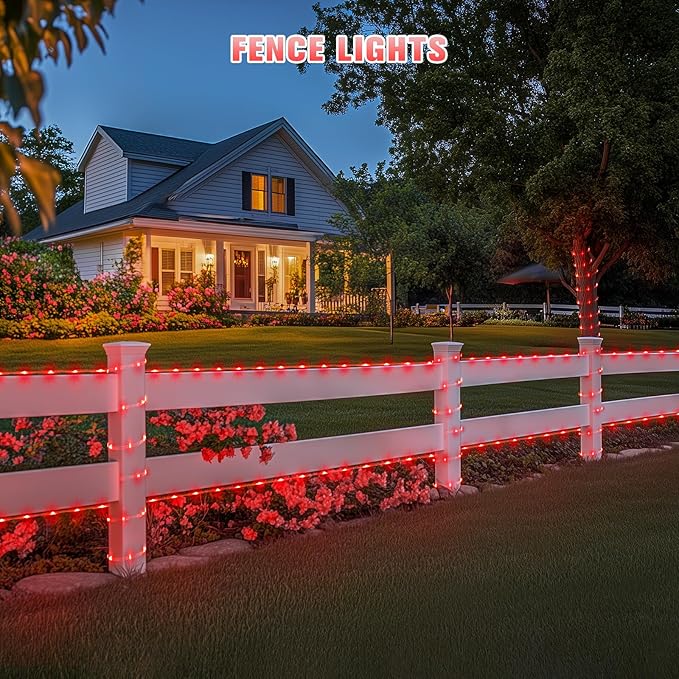 JMEXSUSS 2 * 200 LED Red Solar Rope Lights, 66ft IP 65 Waterproof Solar String Light Outdoor, 8 Modes Christmas | Lumora