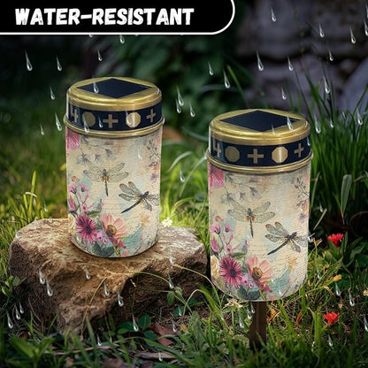 Dragonfly Floral Solar Garden Lights Outdoor Waterproof Pathway Lights Solar Powered,Solar Stake Lights for Yard Patio Driveway Lights Outdoor Landscape Lighting