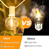 100ft Outdoor G40 LED Globe String Lights Dimmable Shatterproof Waterproof Light Strings with 52 Bulbs Connectable | Lumora