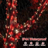 QITONG 2 Pack Red and White Solar String Lights, Each 66ft 200 LED Solar Christmas Lights Outdoor Waterproof, 8 | Lumora
