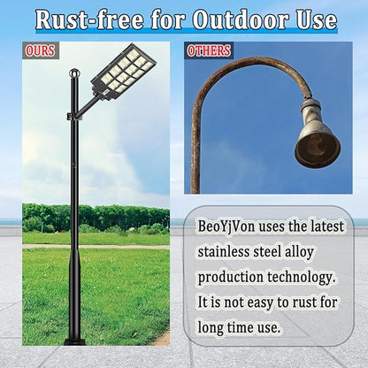 20Ft Tall Street Light Pole - Outdoor Metal Split Heavy Duty Street Lamp Post for Outside Large Solar Street Lights with Mounting Rebar Cage Base Accessory for Parking Backyard Patio Yard