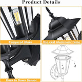 GRUENLICH Dusk to Dawn Outdoor Wall Sconce, Exterior Front Porch Lighting with Clear Glass, Black Aluminum Outside | Lumora