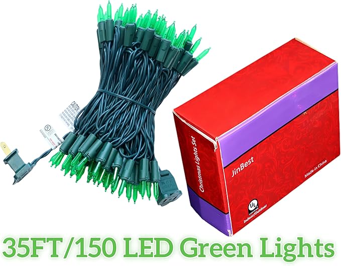 100 LED Green Christmas Lights, UL Certified and Commercial Decorative Lighting String 35 Ft Green Wire, for Indoor | Lumora