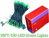 100 LED Green Christmas Lights, UL Certified and Commercial Decorative Lighting String 35 Ft Green Wire, for Indoor | Lumora