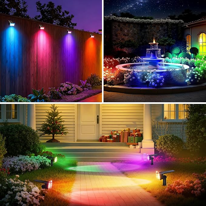 WdtPro Solar Color Changing Spot Lights, 8 Lighting Modes Solar Lights Outdoor Waterproof, Multicolor RGB Outdoor | Lumora