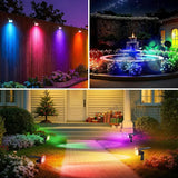 WdtPro Solar Color Changing Spot Lights, 8 Lighting Modes Solar Lights Outdoor Waterproof, Multicolor RGB Outdoor | Lumora