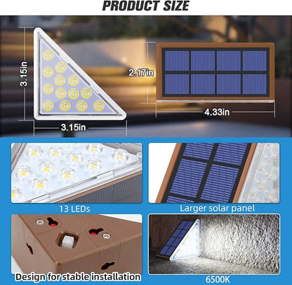 NIORSUN 12 Pack Stair Lights Outdoor Waterproof IP67, Solar Step Lights for Outside Auto On Off, Cool White, Solar Light for Steps, Stair, Patio, Yard, Porch, Front Door, Sidewalk, Deck Decor, Brown