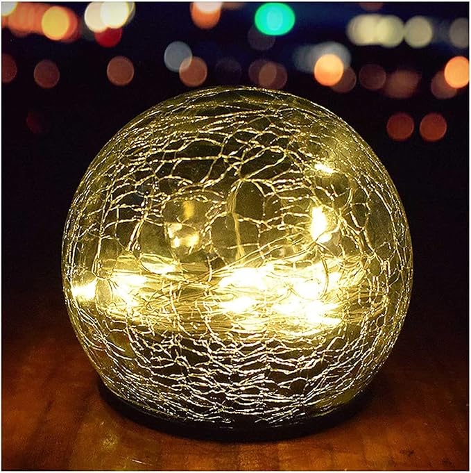Super Bright Solar Lights, Garden Solar Lights, Cracked Glass Ball Waterproof Warm White Led, Garden Solar Lights Decorative for Lawn Patio Yard Pathway Christmas Garden Decor ( Color : Warm Light , S