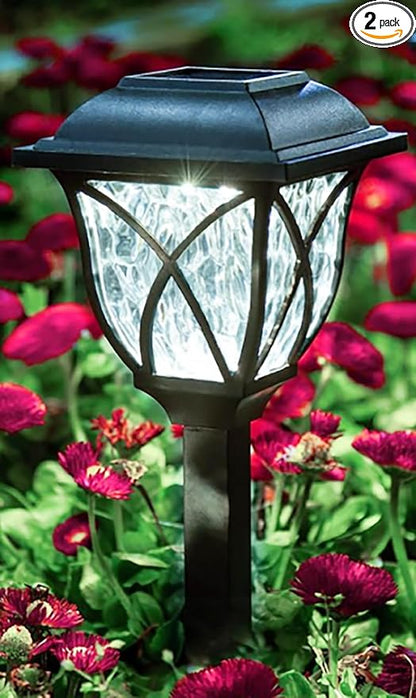 Solar Garden Lights Outdoor Waterproof LED and Environmentally Friendly, Automatic Illumination,for Garden Lawn Decoration,Pathway Landscape Lighting，Upgrade(2Pack, Cold White)
