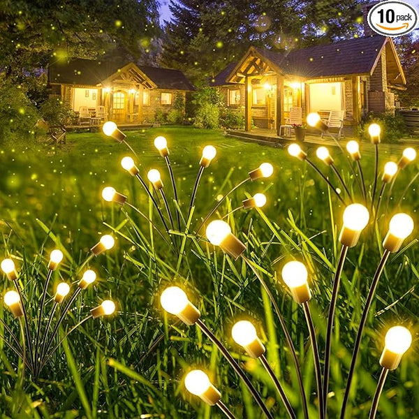 10-Pack Solar Garden Lights, 80 LED Solar Lights Outdoor for Garden Decor, Waterproof Firefly Light Outdoor (Sway | Lumora