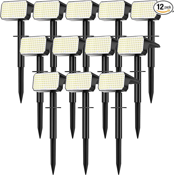 LANSOW 12 Pack Solar Spot Lights Outdoor Waterproof IP67, (90 LED/4 Modes) Solar Landscape Spotlights, 2-in-1 Solar | Lumora