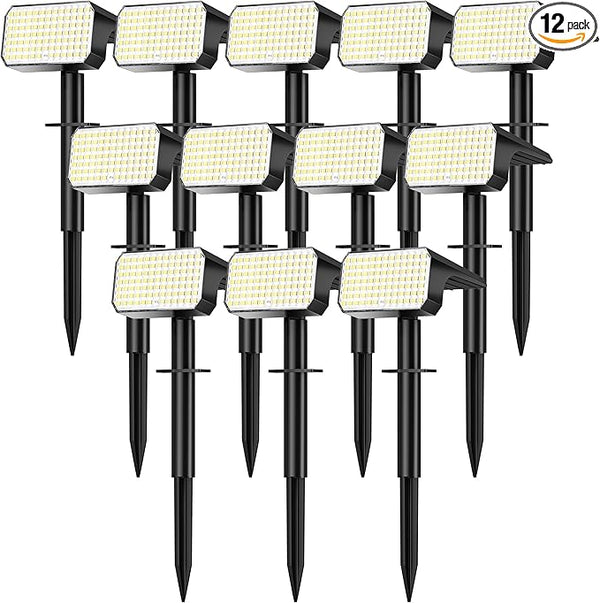 LANSOW 12 Pack Solar Spot Lights Outdoor Waterproof IP67, (90 LED/4 Modes) Solar Landscape Spotlights, 2-in-1 Solar | Lumora