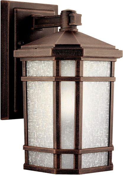 Kichler Cameron 10.75" 1 Light Outdoor Wall Light with Etched Linen Glass in Prairie Rock