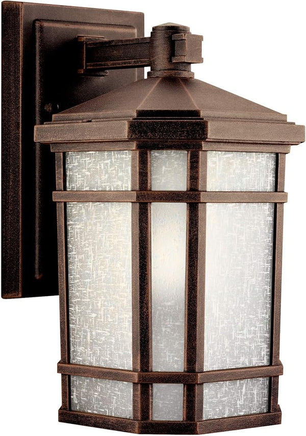 Kichler Cameron 10.75" 1 Light Outdoor Wall Light with Etched Linen Glass in Prairie Rock | Lumora