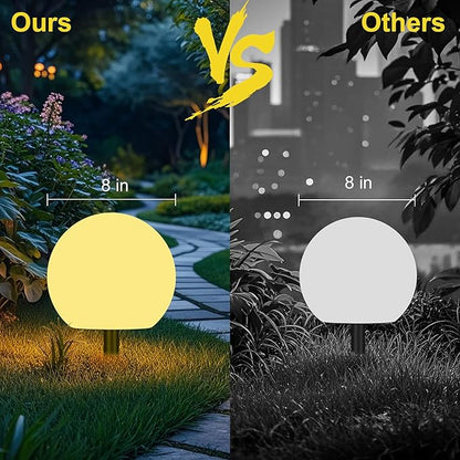 8 Inch Ball Light, Outdoor Glow Globe Light with Remote Control, LED Solar Gazing Ball Night Light 10 Modes RGB Color Changing, Waterproof Solar Globe for Garden Yard Pathway Decor