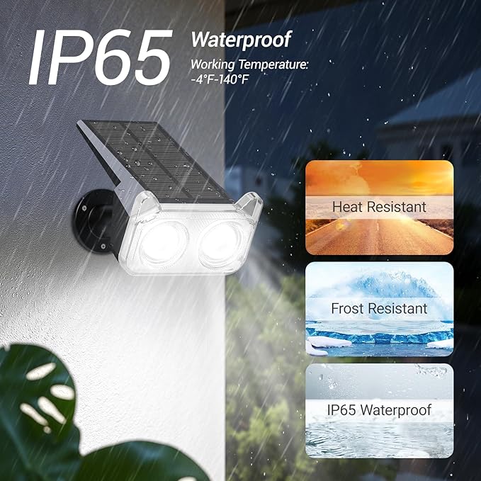 WdtPro Upgraded Bright Solar Lights Outdoor Waterproof, Auto ON/Off Solar Spot Lights Outdoor, Dusk to Dawn | Lumora