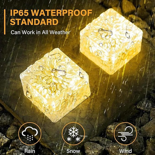 Solar Lights, Brick Lights, Outdoor Waterproof, Recessed, for Garden, Sidewalk, Path, Yard Decoration, Landscape Lighting, 2 Pack (Warm Light（2.95in）)
