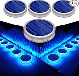 Blue Solar Deck Dock Lights Solar Powered, Step Warning Lights for Outside Driveway Sidewalk Garden Pathway Yard (4 | Lumora