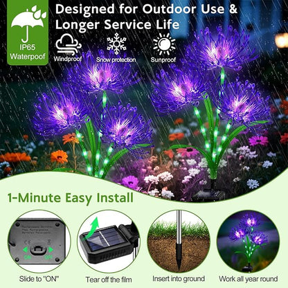 Solar Garden Flower Lights Outdoor, 6 Pack Purple Spider Lily Solar Lights with Glowing Stems, IP65 Waterproof LED Yard Decor for Patio Lawn Pathway, Mother's Day Gifts for Women Mom Grandma