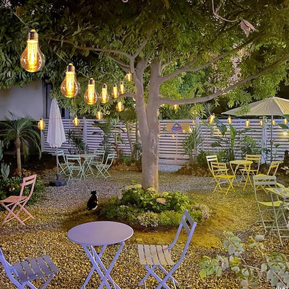 Battery Operated Edison Lights Outdoor String with Timer, 6.56 Ft String of 10 A19 Edison Bulbs, Short Battery Powered Waterproof Plastic String Lights for Hanging Patio Garden (White Cord)