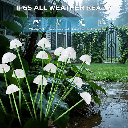 2 Pack Solar Garden Lights Outdoor, Colorful LED Waterproof Solar Powered Mushroom Flowers Landscape Lights for Outside Yard, Patio, Pathway Decorative, Décor, Gifts, Two Lighting Modes
